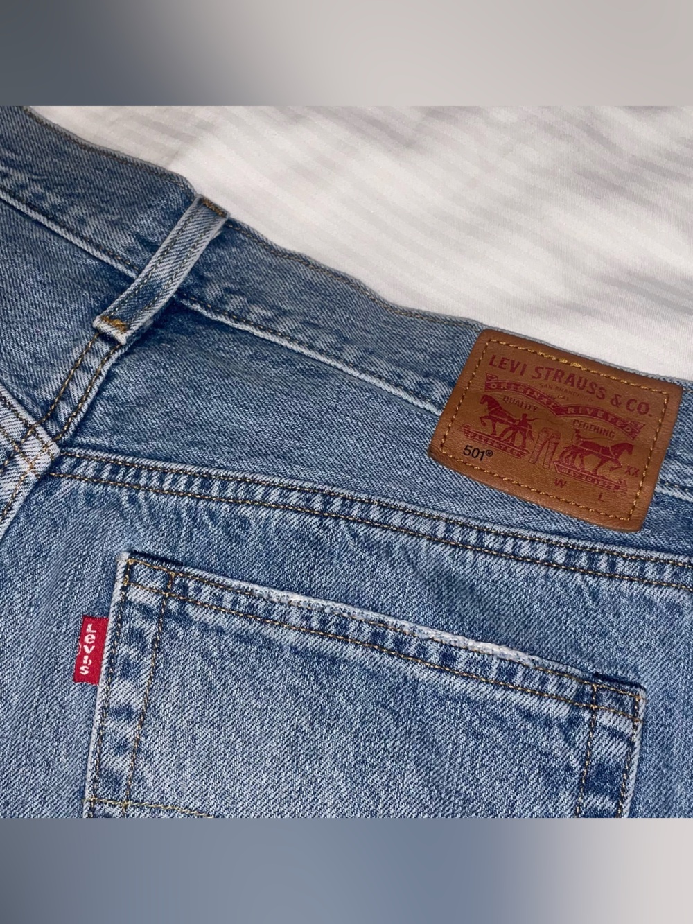 Levi's Distressed High-Rise Denim Shorts - Blue - Picture 3 of 5